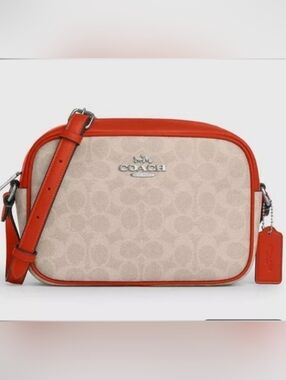 NWT Coach Jaimie Camera Cream and Deep Orange Crossbody Bag Plus Dusty Host Pick